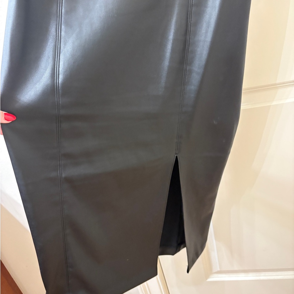 Express Black Midi Dress Faux Leather - Picture 5 of 5